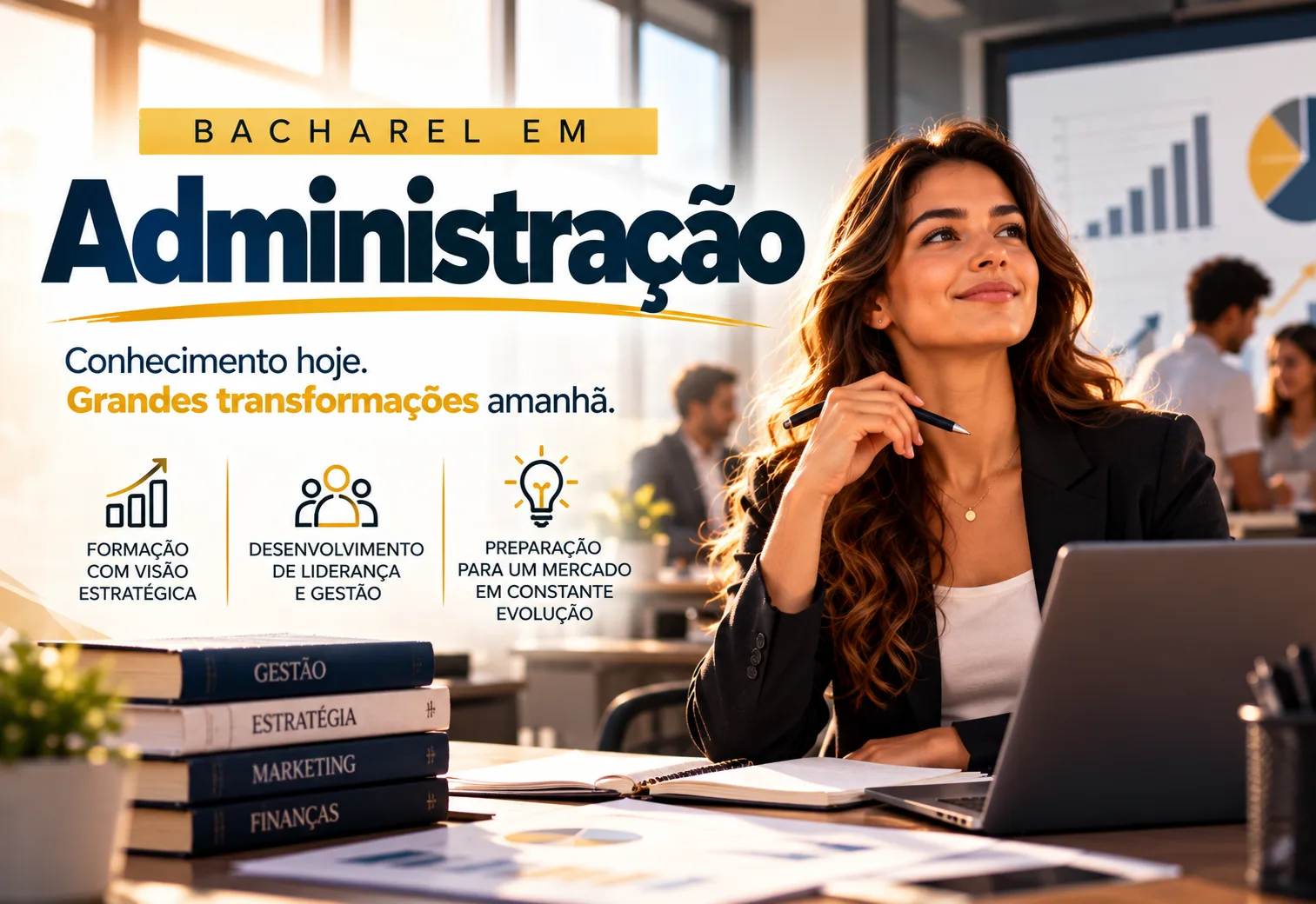 Vitrine do curso de Administração na FAEPI destacando oportunidades de formação.